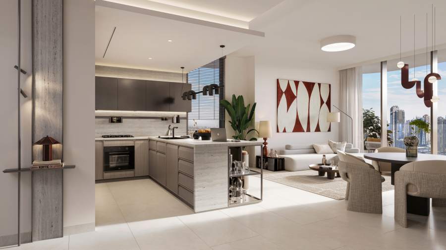 Eltiera Views living and dining room with lake views